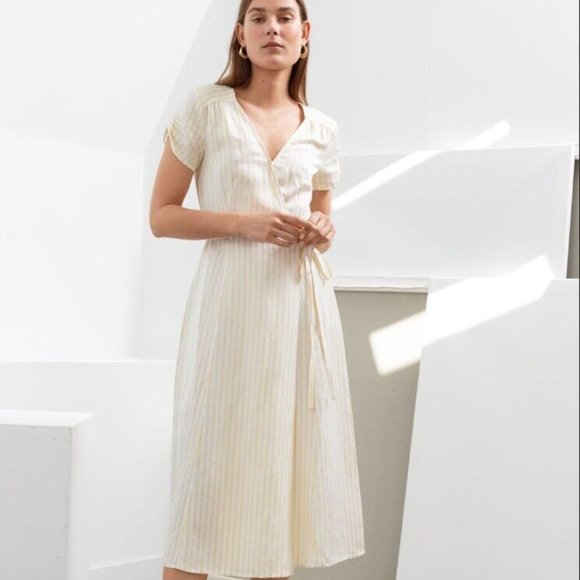 & Other Stories Dresses & Skirts - NWOT & Other Stories Striped Linen Wrap Dress